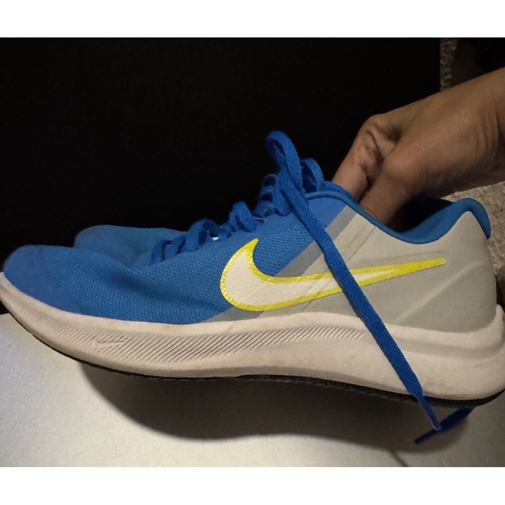 Nike Star Runner Youth Blue Gray Yellow Sneaker Shoe Sz 7 Youth Athletic